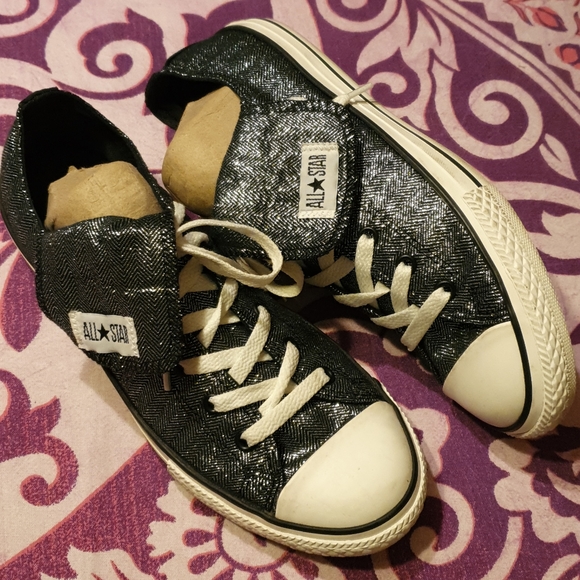 Converse Shoes - Converse Metallic Blk All Star Lows M6/W8